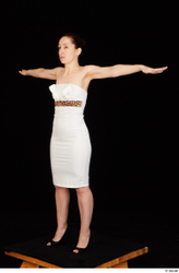 Whole Body Woman T poses White Formal Dress Average Standing Studio photo references